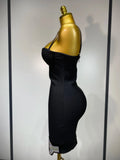 Women Fashion Sexy Backless Halter Black Midi Bodycon Bandage Dress Elegant Evening Club Luxury Birthday Party Dresses