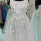 White Tulle Bead Prom Dresses Spaghetti Strap vestidos de noche Elegant Sleeveless Floor-Length A-line Formal Evening