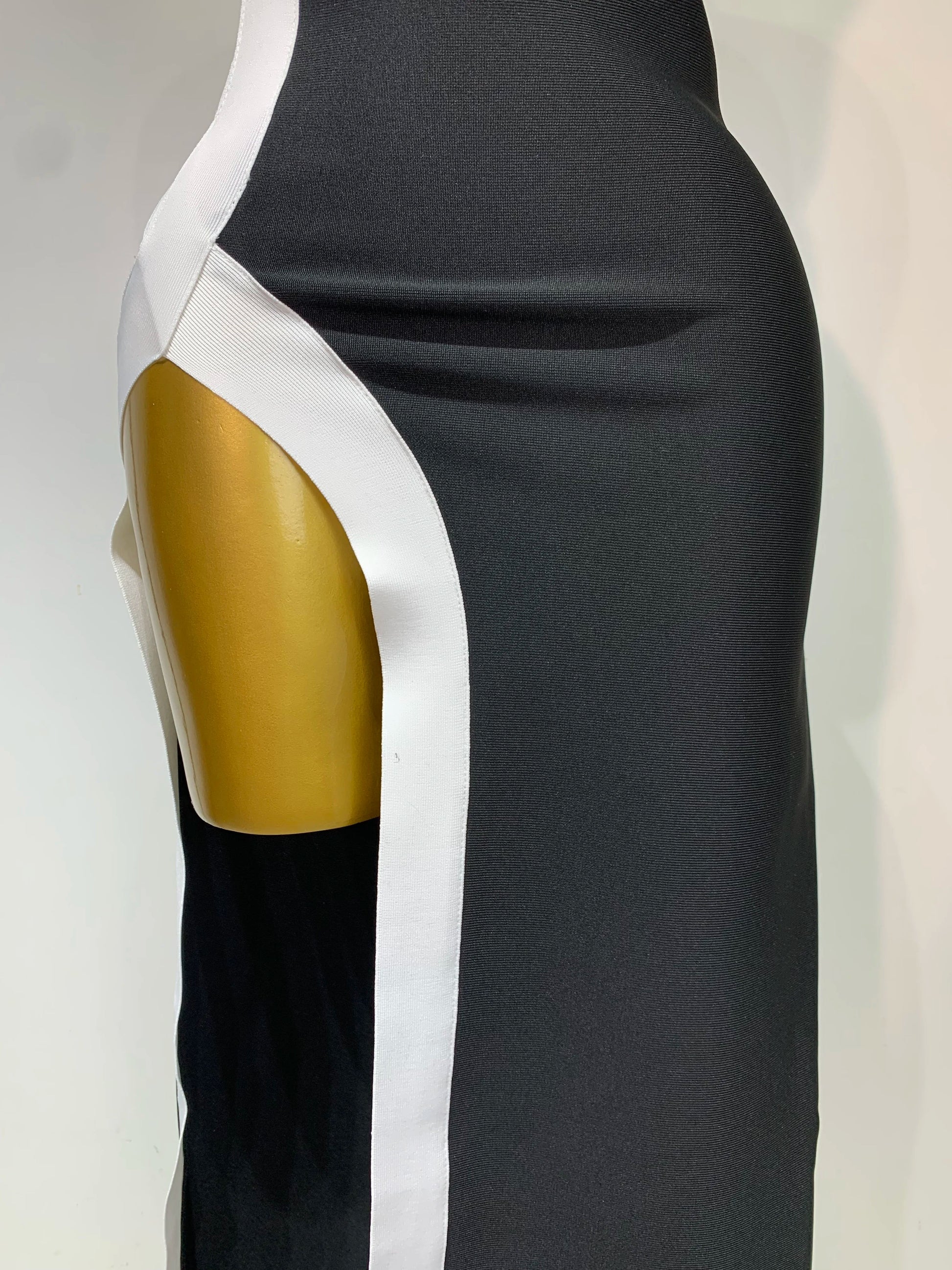 Women Sexy One Shoulder Split Black White Patchwork Bandage Bodycon Dress Celebrity Elegant Evening Party Birthday Outfit