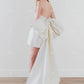 Gaun pengantin pendek yang elegan gaun pesta bridal tanpa lengan dengan busur besar mini prom gaun koktail dengan kantong