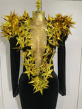 Shiny Gold Star Rhinestone Velvet Long Dress Women Evening Birthday Party Club Gala Hosts NightClub Bar Stage Costumes