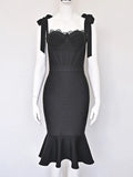 Sexy Women'S Lace Patchwork Bandage Dress Spaghetti Strap Lace Up Sleeveless Bodycon Backless Midi Dress Evening Party Vestidos
