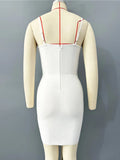 Luxurious White Strappy Sleeveless Dress with Crystal Details for Galas Evening Wedding Gown