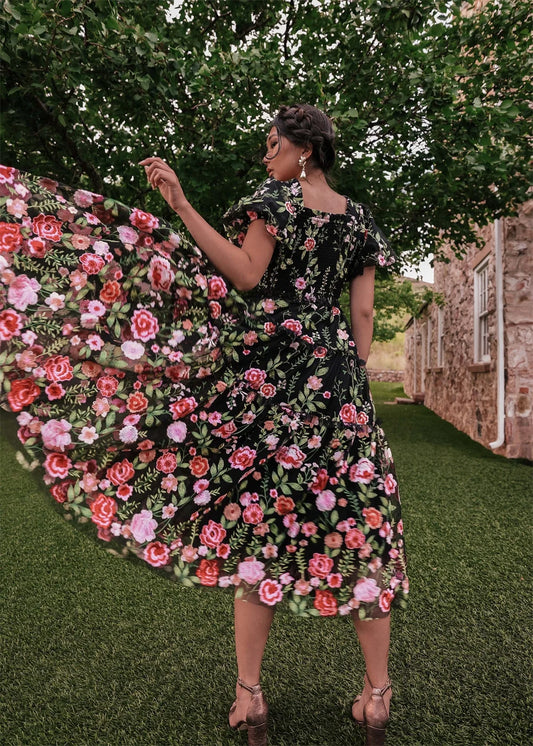 Vestido De fiesta bordado De encaje De flores góticas Hada فساتين السهرة Vestidos De Noche dulces hasta la rodilla vestido De Fiesta