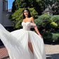A-Line Beach Brautkleider für Frauen aus Schulterspitzenbrauthartkleidern Hochbein Schlitz Schnürung Long Bridasl Kleid