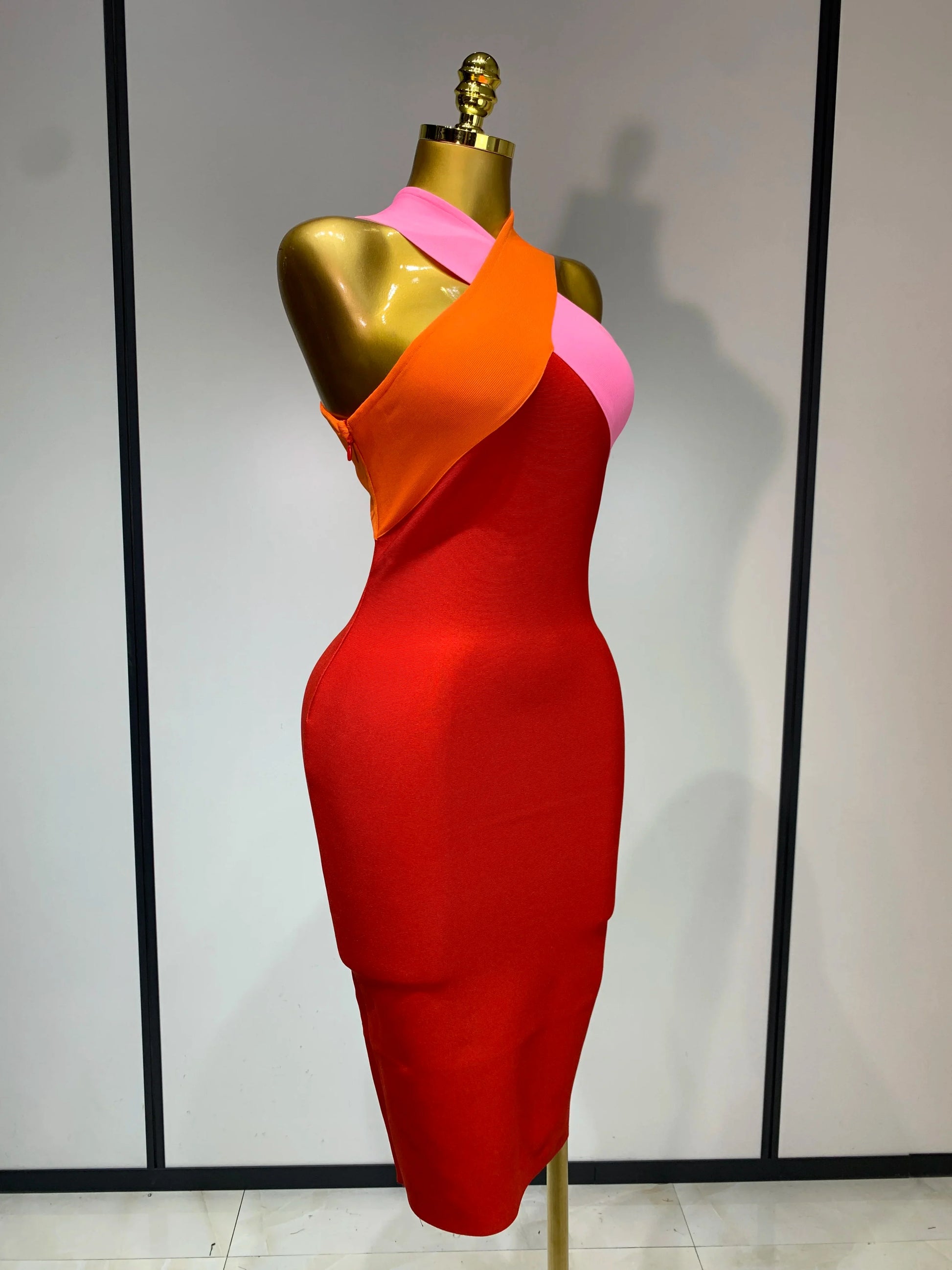 Women Sexy Backless Patchwork Bodycon Bandage Dress Celebirty Elegant Evening Party Carnival Luxury Birthday Dresses