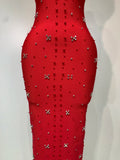 Women Sexy Halter Backless Shiny Rhinestone Pearl Bodycon Bandage Dress Celebirty Elegant Evening Party Luxury Birthday Dress