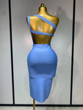 Women Bodycon Bandage Dress One Shoulder Sleeveless Sexy Backless Dress Cocktail Evening Party Vestidos Luxury Birthday Dresses