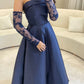 Removable Lace Long Sleeves فساتين سهره فاخره Elegant Taffeta Slim A-line Prom Dresses Sexy Tube Top Vestidos De Noche