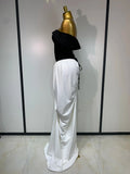 Women Sexy Off Shoulder Black And White Bandage Mermaid Long dress Formal Evening Party Elegant Luxury Birthday Dress