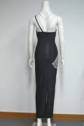 Women Sexy Halter Off the Shoulder Silver Tassels Bodycon Long Bandage Dress Evening Party Celebrate Cocktail Wear