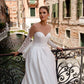 Elegante abito da sposa in raso per sposa a maniche lunghe a maniche rotonde applique posteriore grande abito da sposa corsetto