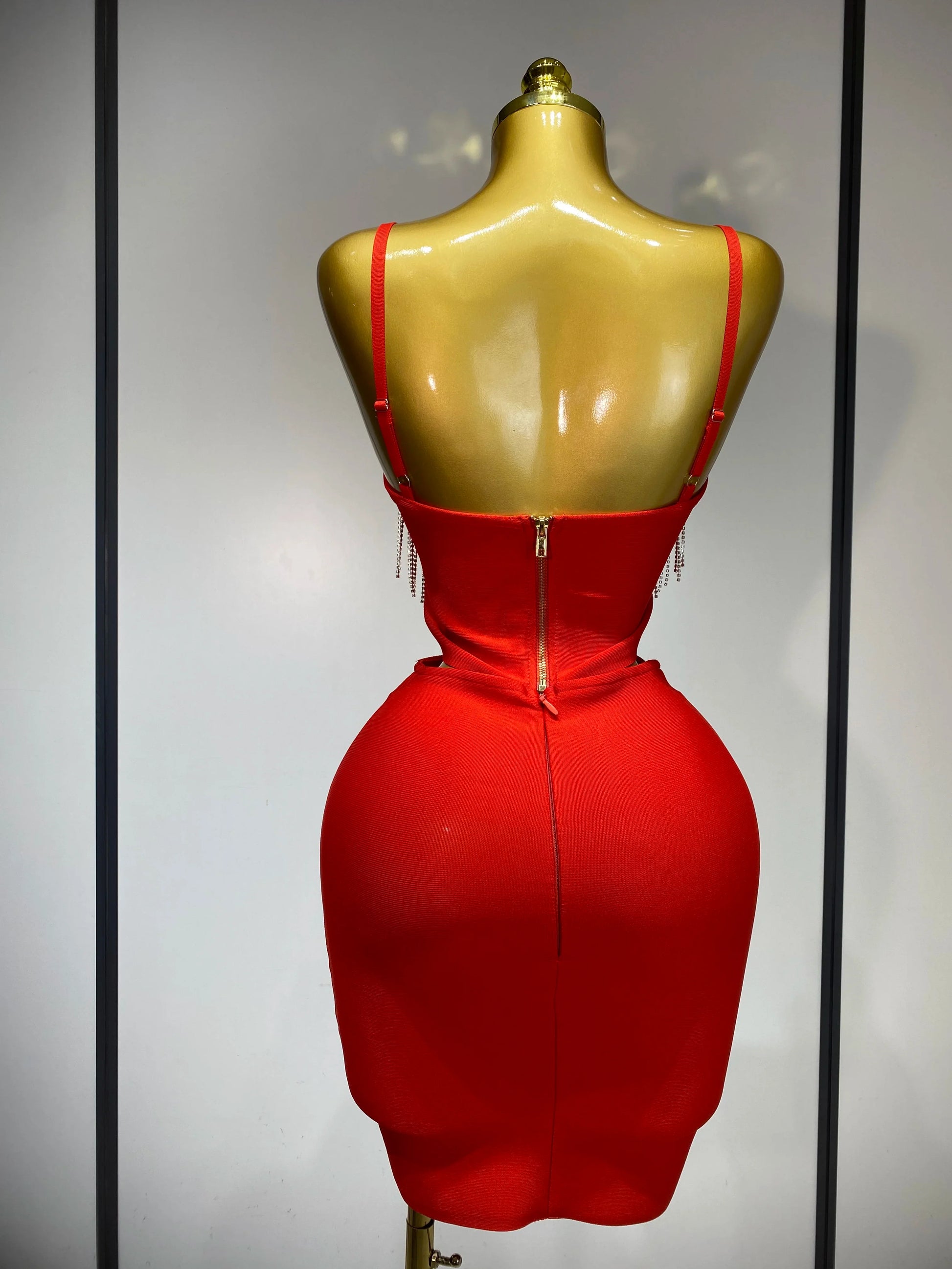 Women Sexy Sling Backless Tassels Bandage Skirt Two Piece Set Knitted Celebrity Elegant Evening Luxury Birthday Dresses