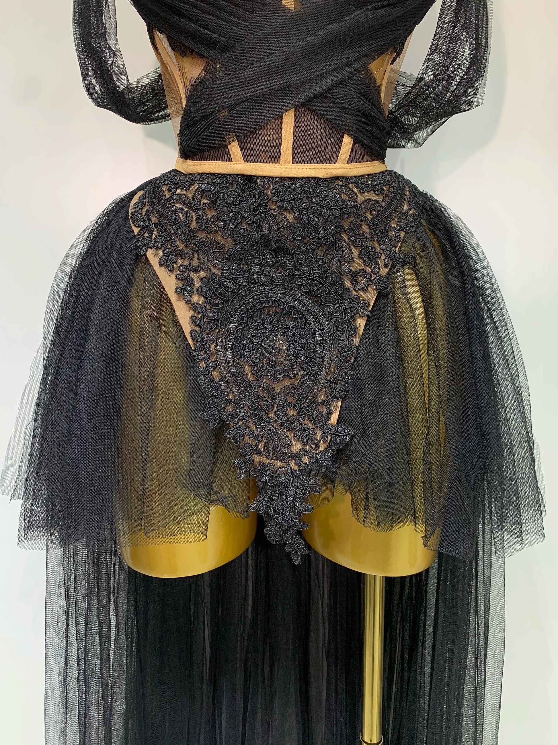 Sexy Cute Mesh Tops Skirt 2 PCS Set Women Celebrate Party Birthday Nightclub Performance Stage Show Outfit