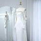 Elegant Off White Mermaid Dubai Evening Dress with Cape Long Sleeves Off Shoulder Arabic Wedding Party Gowns