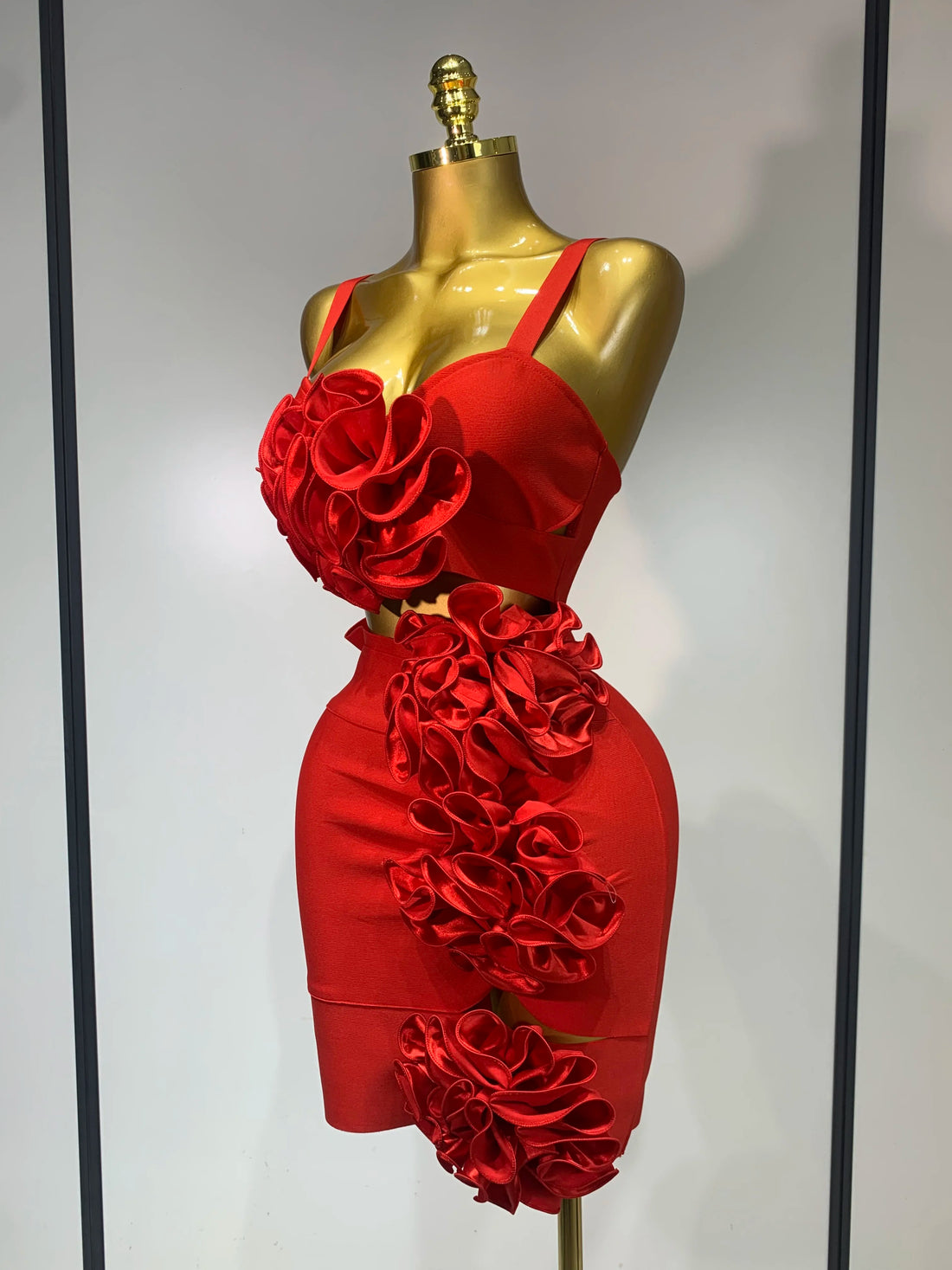Women Sexy Cut Out Bodycon Flower Mini Dress Women Red Backless Dress Nightclub Celebrity Elegant Evening Party Birthday Dress Red