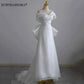 Francuskie luksusowe białe satynowe sukienki ślubne dla panny młodej eleganckie vintage długie bal matryce weselne kobiety vestidos