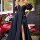 Elegant Sweetheart A-line Satin Prom Dress Side Split Vestidos De Fiesta With Pocket Sexy Satin Tail Evening Dress