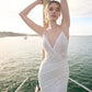 Super Sexy Beaded Modern Wedding Dress Satin Princess Gown Vestido De Novia Mermaid Bow Court Train Dress