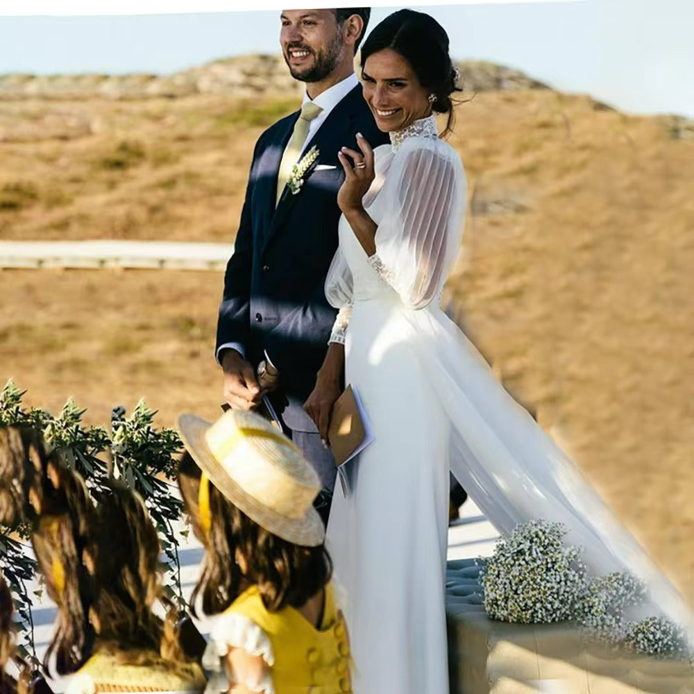 Vestidos de noiva elegantes de cetim de uma linha para feminino de colarinho quadrado de colarinho de colarinho de colarinho