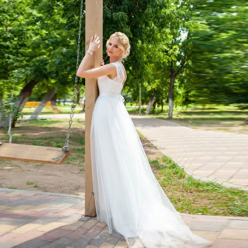 Robes de mariée de plage en dentelle bohème, ligne a, robes de mariée en Tulle, style Boho Chic, robes de mariée de campagne