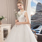 Vestido De Noiva Elegant Sleeveless Tulle Lace Appliques Beading Ball Gown O-neck Sexy Princess Wedding Gowns