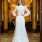 Embroidery Lace Elegant Wedding Party Dresses High Long Sleeves Flowers Mermaid Bridals Dresses for Women Bride Party Gown