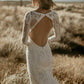 Boho Lace Mermaid Wedding Dresses Long Sleeves Square Neckline Trumpet Bohemian Bridal Gowns Sexy Backless Wedding Gowns