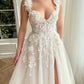 Faire Lace Wedding Dresses Belt 3D Flowers A-Line Side Slit Bridal Gowns V-Neck Marriage Prom Bride Dress robe de mariée