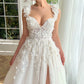 Faire dentelle robes de mariée ceinture 3D fleurs a-ligne côté fente robes de mariée col en v mariage bal robe de mariée robe de mariée 