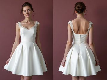 Classic Short Wedding Dress and Mini Dress with a V-Neckline for a Timeless Style backless New Satin Short Wedding Dress silk