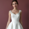 Classic Short Wedding Dress and Mini Dress with a V-Neckline for a Timeless Style backless New Satin Short Wedding Dress silk