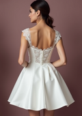 Chic Short Wedding Dress and Mini Dress with a Wrap Style for a Flattering Fit backless mesh New Satin Short Wedding Dress silk