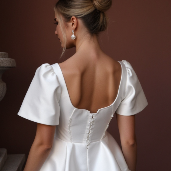 Elegant Short Wedding Dress and Mini Dress with a Square Neckline for a Classic Feel New Satin Short Wedding Dress silk