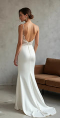 Mermaid Fit-and-Flare Wedding Dress for Romantic and Modern Brides backless mesh New Satin silk