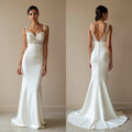 Mermaid Fit-and-Flare Wedding Dress with a Dramatic Silhouette backless mesh New Satin silk