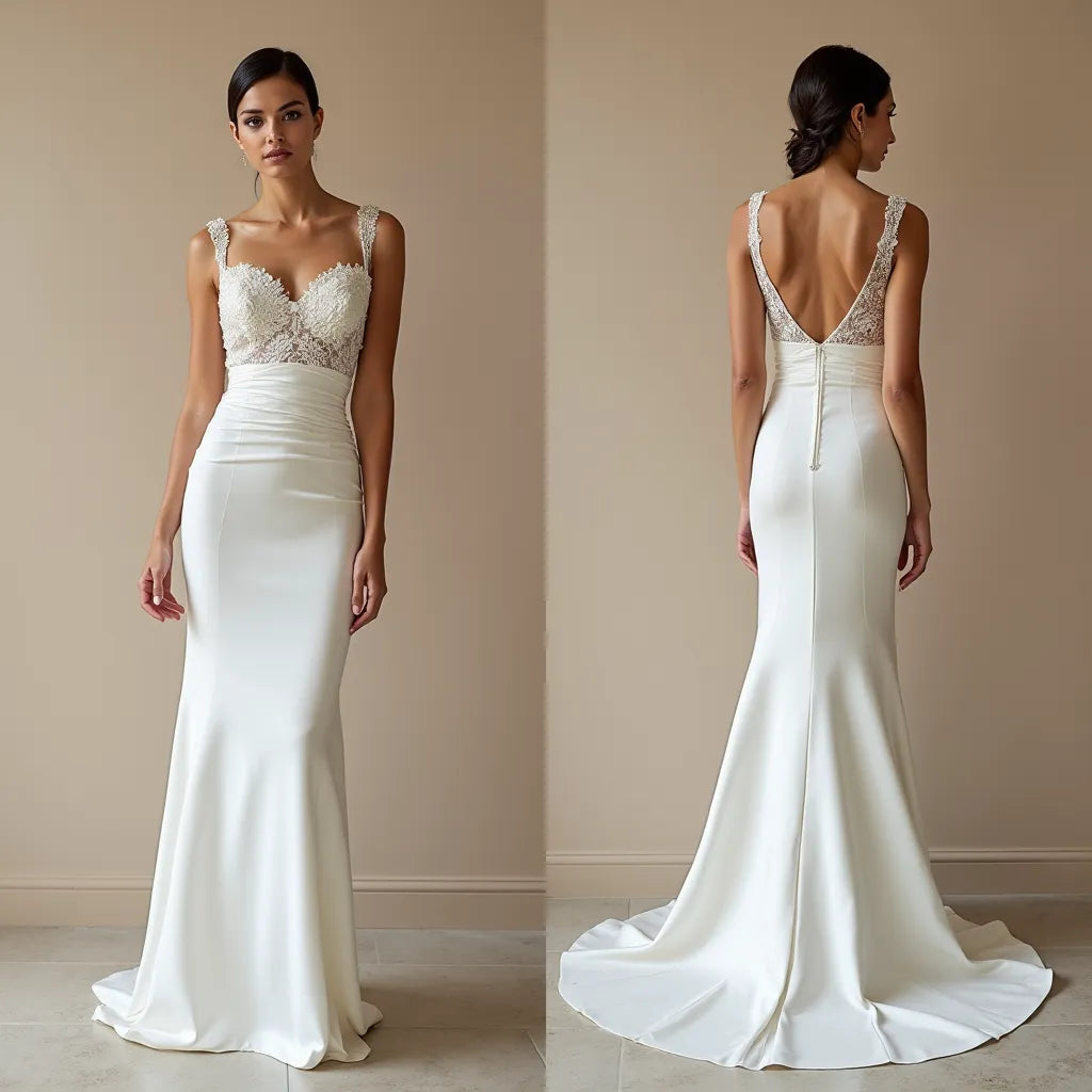 Sexy Mermaid Wedding Dress for a Glamorous and Confident Bridal Look backless mesh New Satin silk