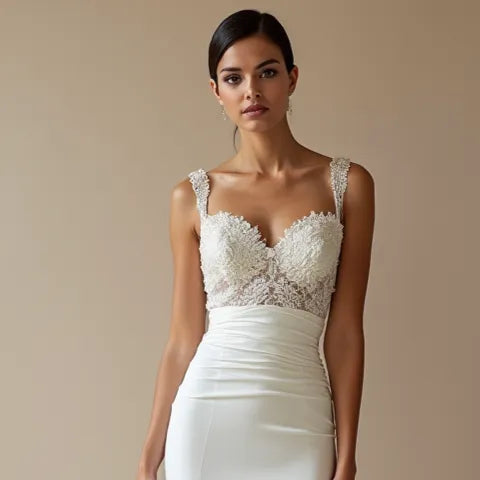 Mermaid Fit-and-Flare Wedding Dress with a Dramatic Silhouette backless mesh New Satin silk