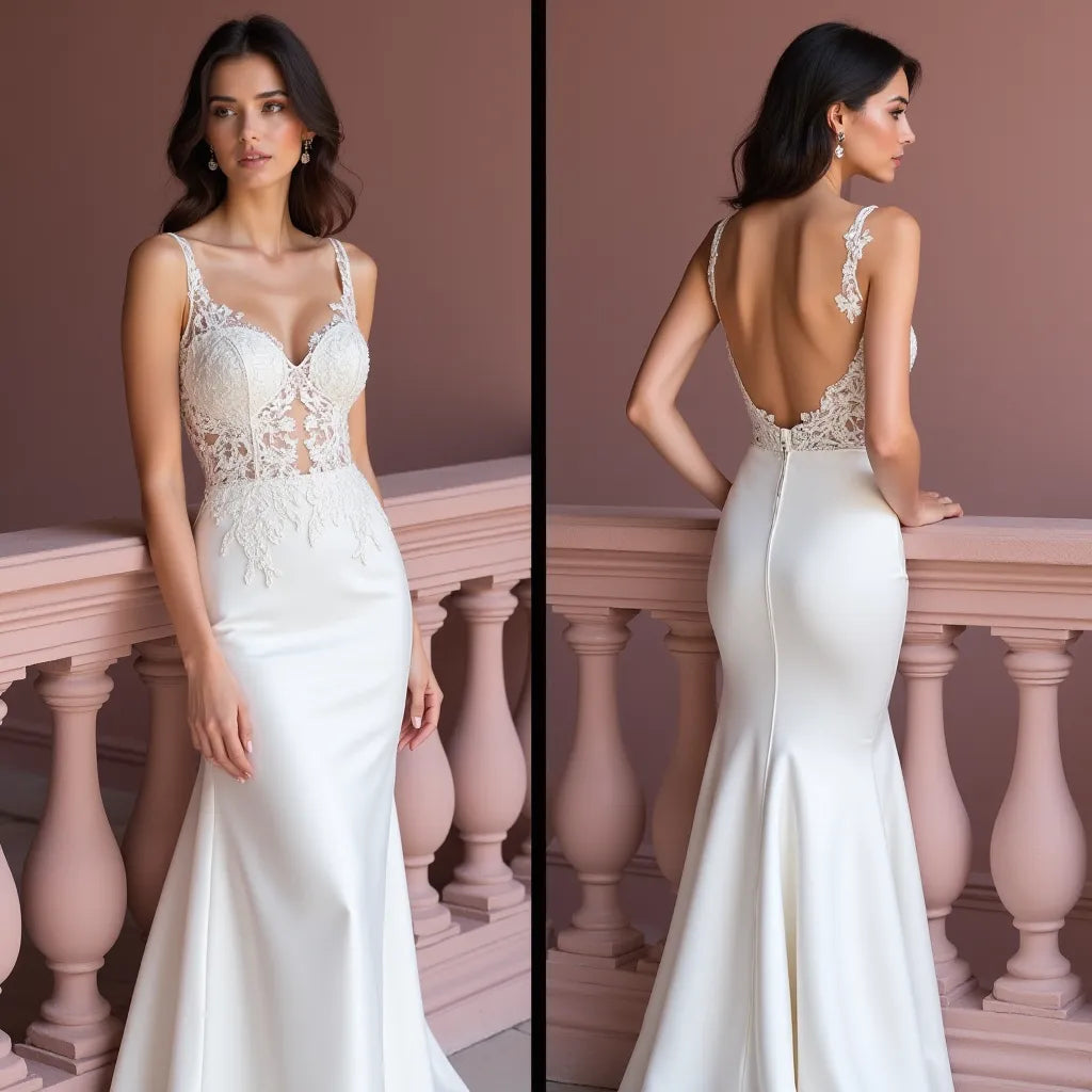 Sexy Mermaid Wedding Dress with a Flattering Fit for a Stunning Shape backless mesh New Satin silk