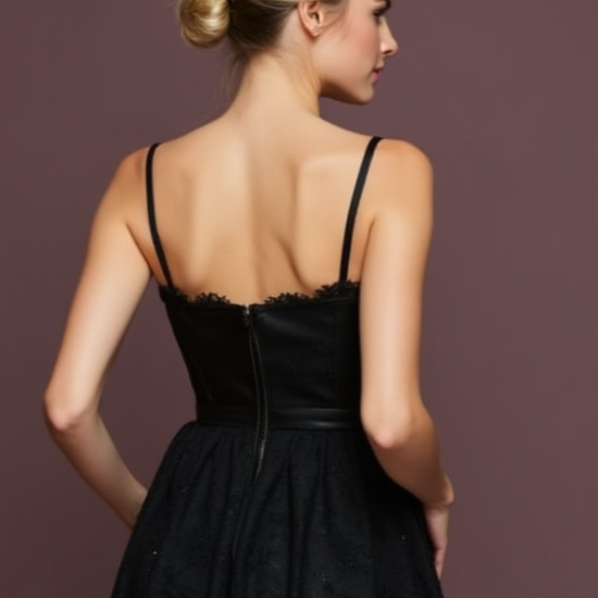 Sophisticated Black Evening Dress and Prom Gown with a Sparkling Waistline for Extra Shine black New Satin split