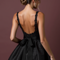 Stunning Evening Dress and Prom Dress with Tiered Layers for a Dramatic Effect black embroidery New Satin split