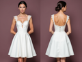 Sophisticated Short Wedding Dress and Mini Dress with a Structured Skirt embroidery New Satin Short Wedding Dress silk