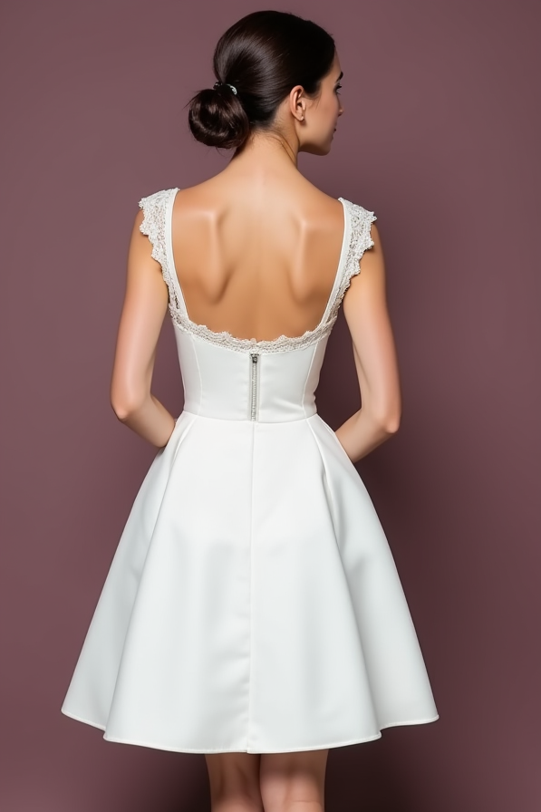 Sophisticated Short Wedding Dress and Mini Dress with a Structured Skirt embroidery New Satin Short Wedding Dress silk