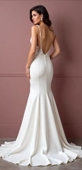 Classic Mermaid Wedding Dress with a Stunning and Romantic Silhouette backless embroidery New Satin