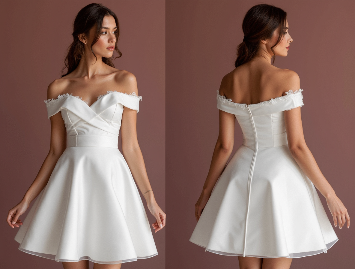 Playful Short Wedding Dress and Mini Dress with a Bow Waist for a Cute Look New Satin Short Wedding Dress silk