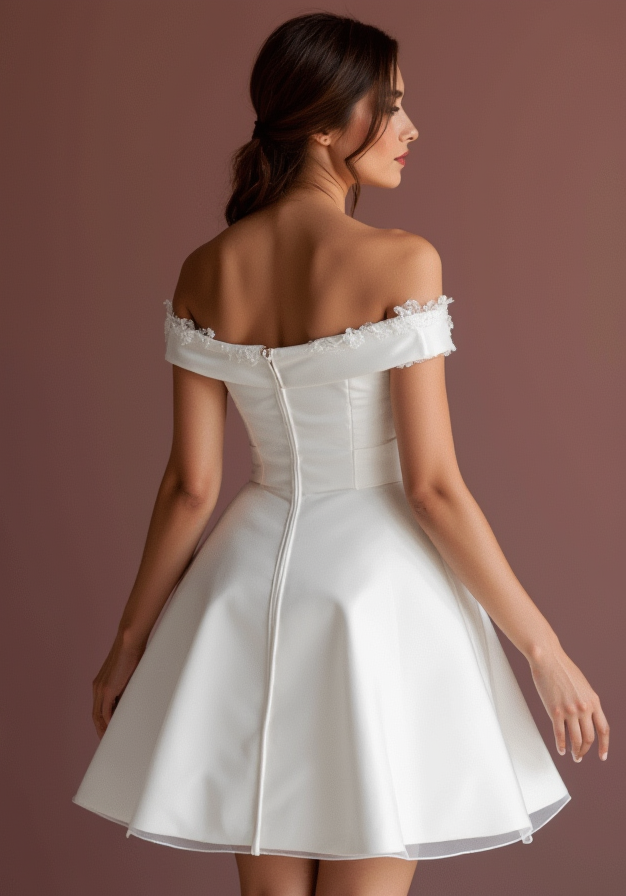 Playful Short Wedding Dress and Mini Dress with a Bow Waist for a Cute Look New Satin Short Wedding Dress silk