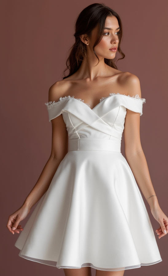 Playful Short Wedding Dress and Mini Dress with a Bow Waist for a Cute Look New Satin Short Wedding Dress silk