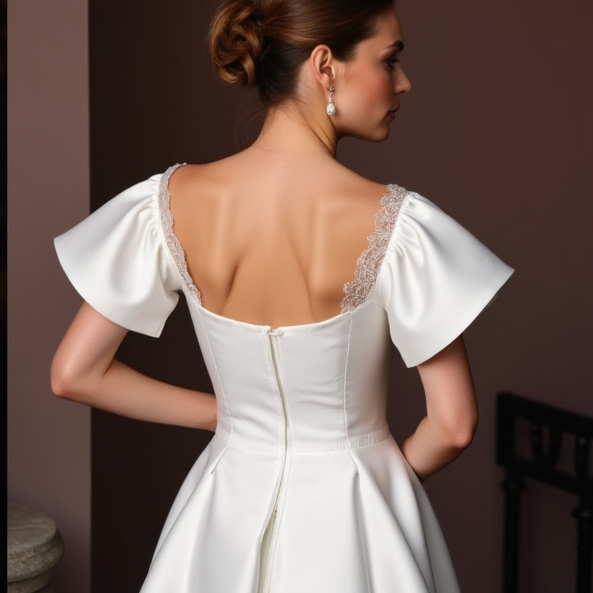 Glamorous Short Wedding Dress and Mini Dress with Pearl Embellishments embroidery New Satin Short Wedding Dress silk