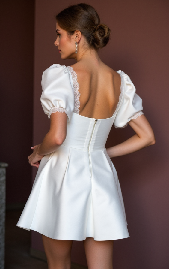 Short Wedding Dress and Mini Dress with a Flowing Chiffon Skirt for an Airy Feel embroidery New Satin Short Wedding Dress silk