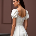 Modern Short Wedding Dress and Mini Dress with Asymmetrical Hemline embroidery New Satin Short Wedding Dress silk